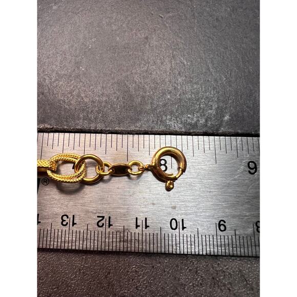Vintage Italian 18k Gold Plated Bronze Textured Link Bracelet - Picture 9 of 10